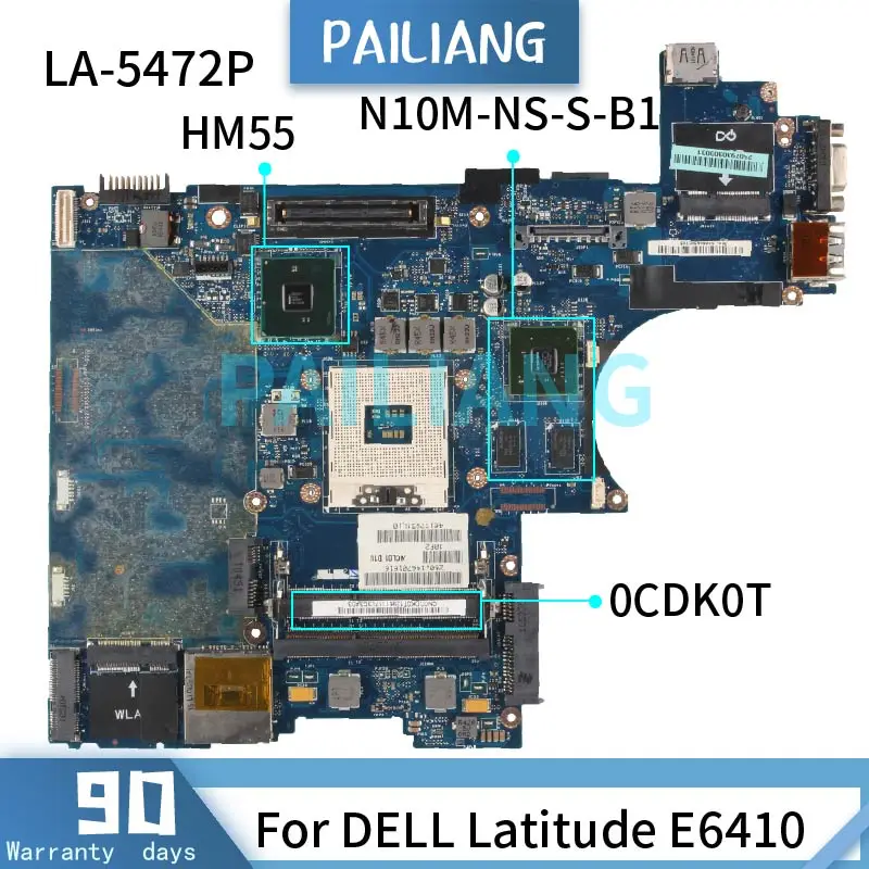 PAILIANG For DELL Latitude E6410 Laptop Motherboard LA-5472P CN-0CDK0T 0CDK0T QM57 N10M-NS-S-B1 DDR3 Notebook Mainboard Tesed