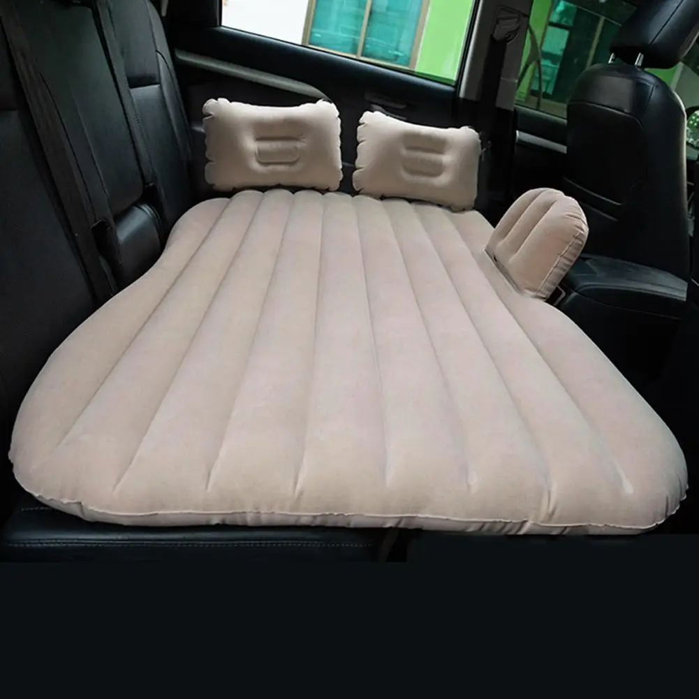 Detachable Iatable Car Air Mattress Universal Flocking Soft Camping Bed Rear Seat Travel Mattress Cushion Car Accessories