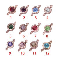 12pcs Birthstone DIY Birthday Stones 12 Months Stainless Steel Size 6.5mm Charms Pendants