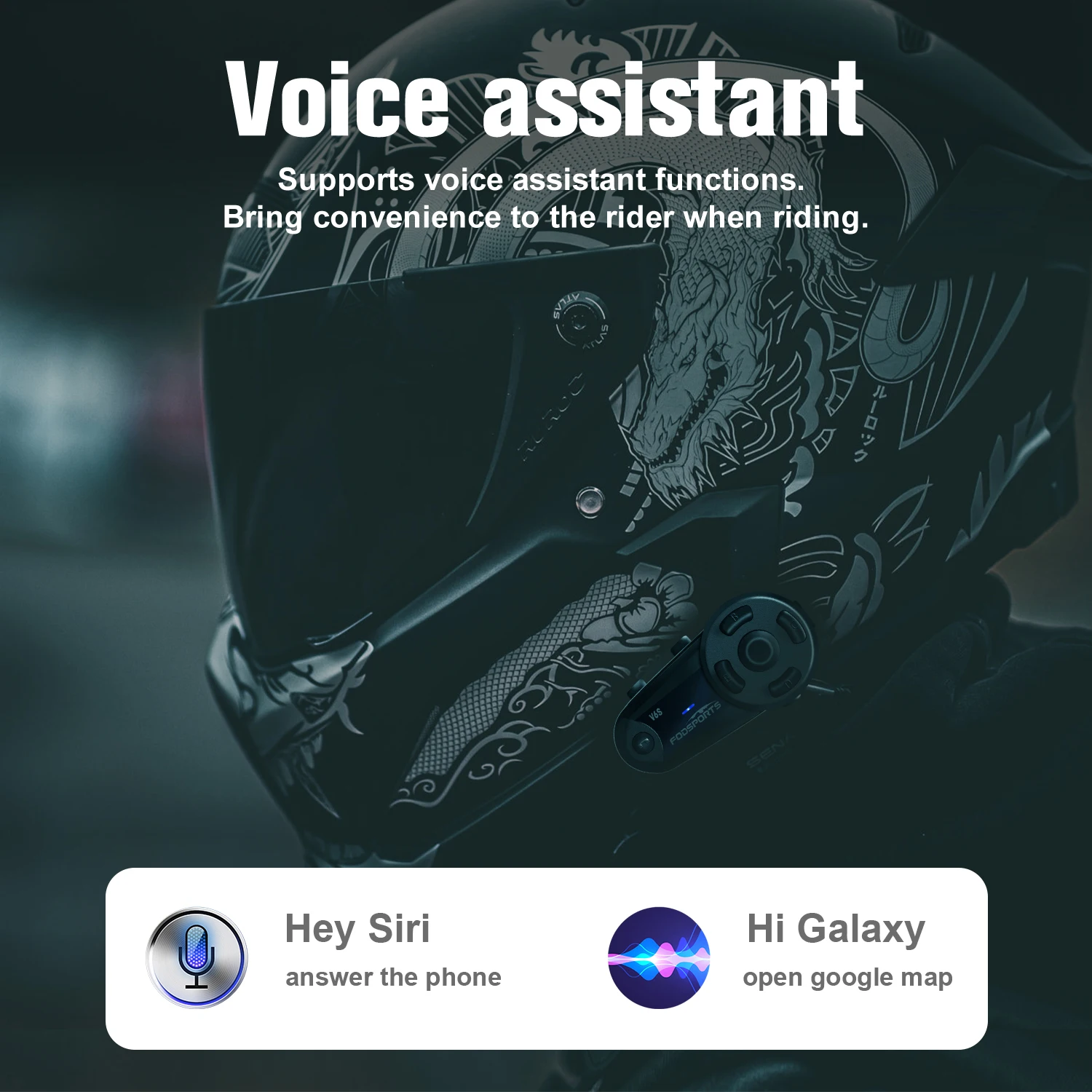 Fodsports V6S Motorcycle Helmet Intercom Helmet Bluetooth Headset 6 Riders 1000m Waterproof Interphone,FM Radio,Share Music.