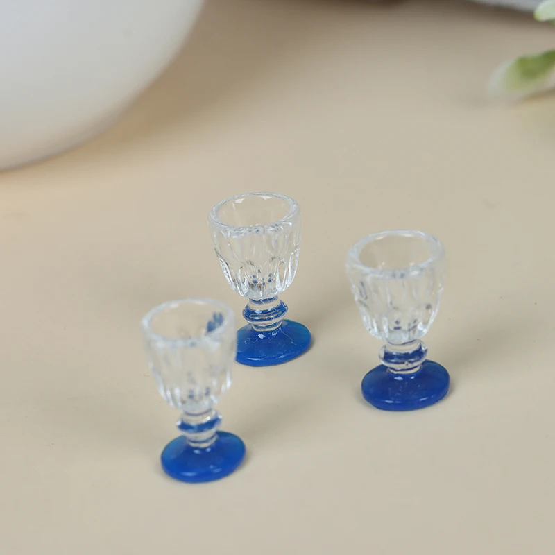 4Pcs 1:12 Scale DIY Parts Plastic Transparent Goblet Miniature Mini Wine Beer Cup Dollhouse Craft Home Decoration Glass Model