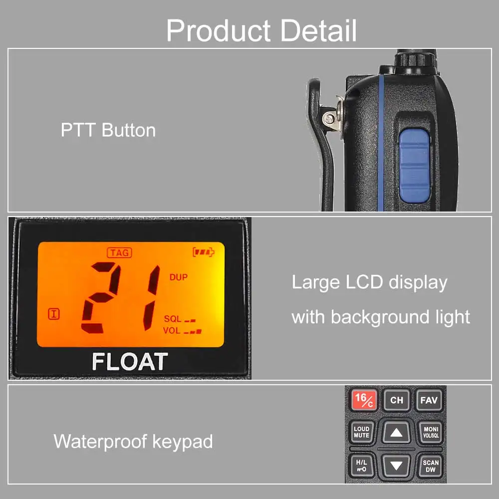 Recent RS-39M VHF Marine Radio 6W IP67 Waterproof  Handheld Float Radio Stadion Walkie Talkie 156.025-163.275MHz