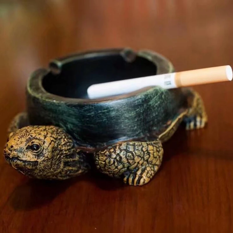 Creative Resin Turtle Smoke Cigarette Ash Tray Crafts Decoration Ashtray For Home Outdoor Office Car Boyfriend Gift Home Decorat