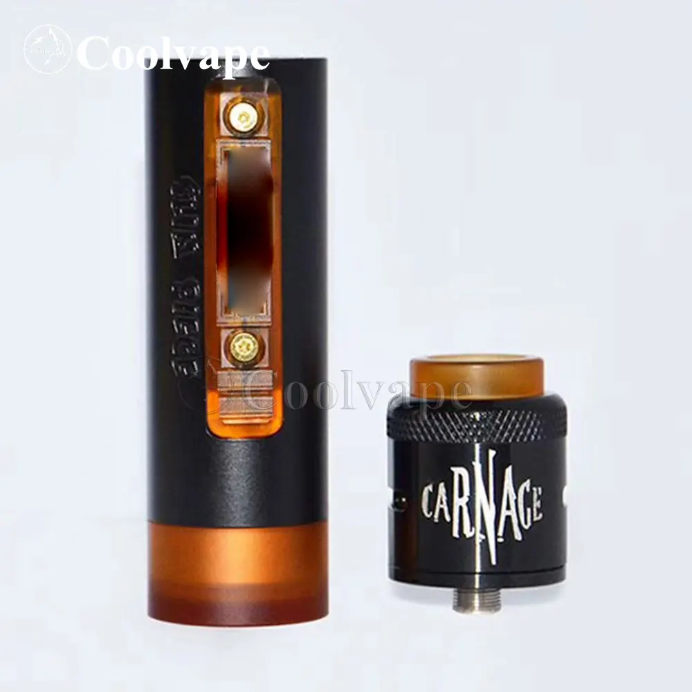 Coolvape peça fina mod mods mecânicos com carnage rda 25mm de diâmetro material de latão 18650 bateria e-cigarro mech mod vape