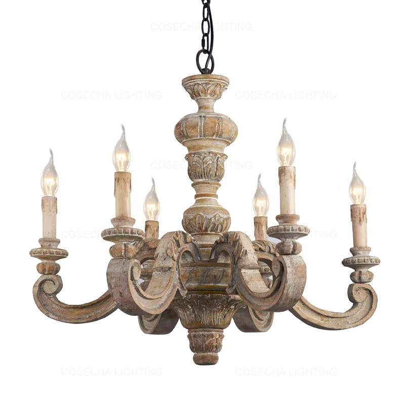 Roman Pillar chandeliers wooden carved hanging lights italian murano retro chandelier vintage elegant bedroom living room lights