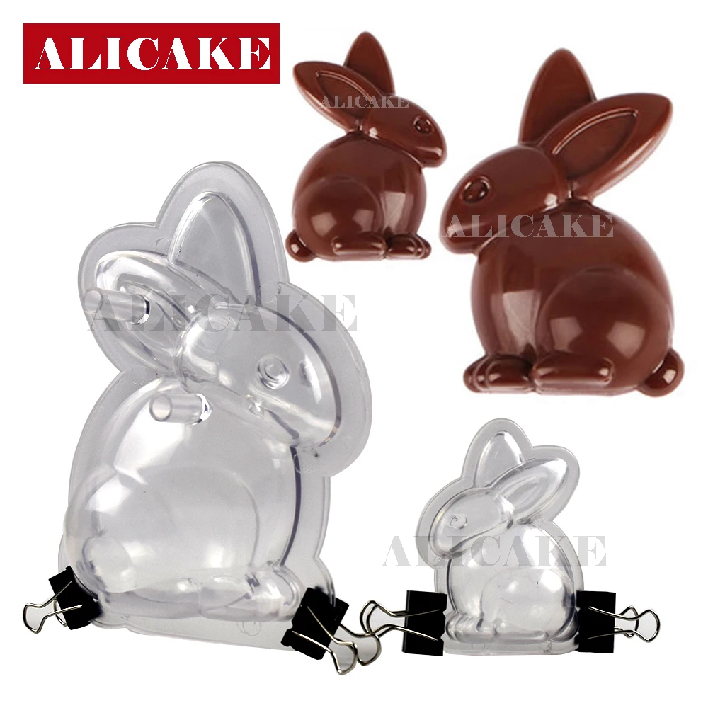 3D Chocolate Mold for Easter Egg Bunny Bomb Polycarbonate Candy Cake Decoration Rabbit Mould Baking Pastry Confectionery Tools