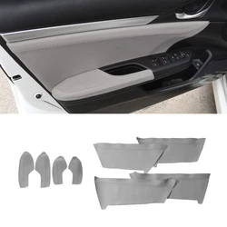 4pcs Soft Gray Leather Door Armrest Cover For Honda Civic 10th Gen 2016 2017 Car Door Panel Cover Sticker Trim