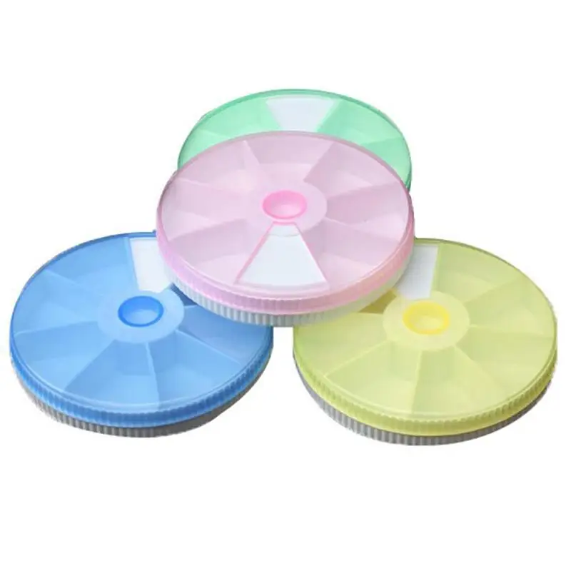 1pcs Portable Round Transparent One Week Small Pill Color For Business Essential Random Box Trip Necessities Pill Box House T2O5