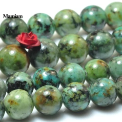 Mamiam Natural Africa Turquoise Smooth Round Loose Stone 6-10mm Beads Diy Bracelet Necklace Jewelry Making Gemstone Gift Design