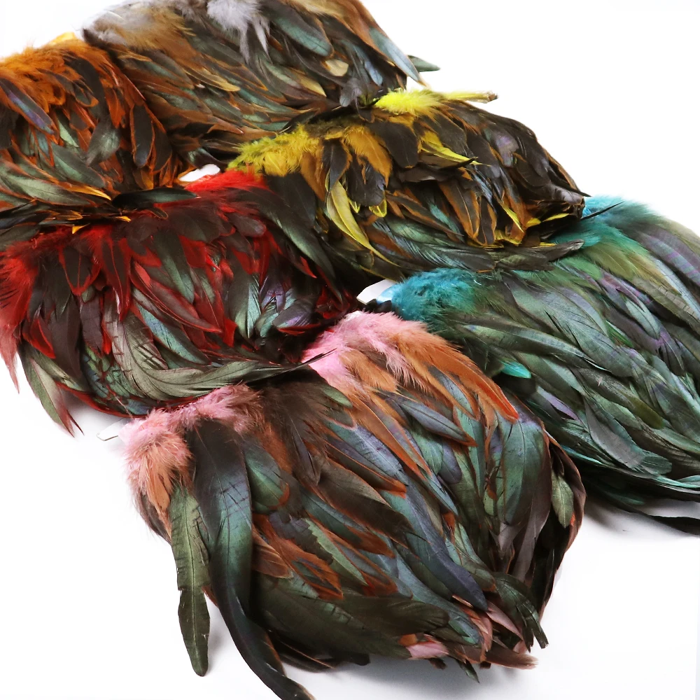 1 meter balck Rooster hair Natural feathers  trim fringe 13-18cm ribbon for Sewing clothing Party decorations craft Accessories