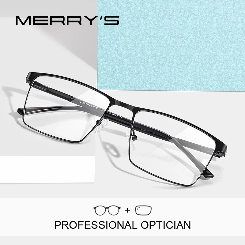 MERRYS DESIGN Men Prescription Glasses Square Myopia Full Frames Eyeglasses Male Business Style Optical Glasses S2057PG