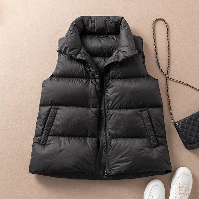 SEDUTMO Winter Thick Duck Down Women Vest Jackets Slim Thick Waistcoat Autumn Oversize Pocket Casual Parkas ED1288