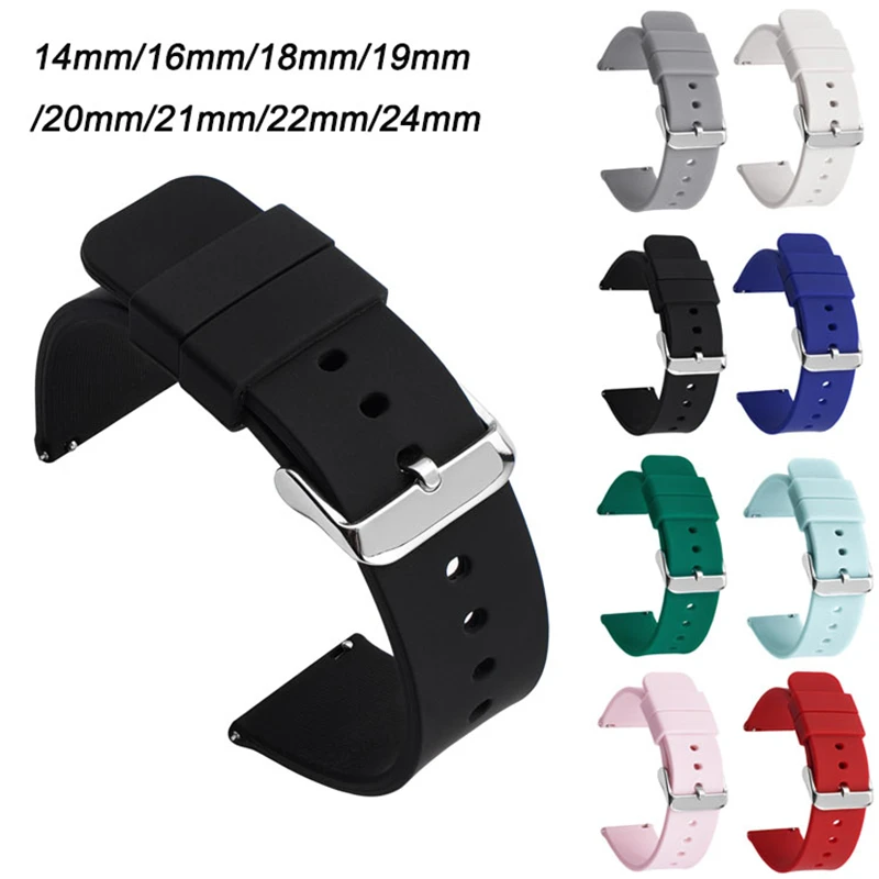 Silicone Watchband Strap Quick Release Band 12mm 14mm 16mm 18mm 19mm 20mm 21mm 22mm 24mm Universal Wristband Belt Accessories