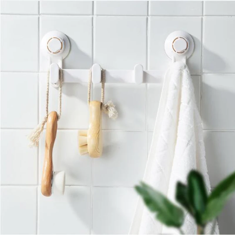 

Vacuum Sucker hook Punch free Bathroom towel hook shelf Rack home wall storage Clothes Hanger Bathroom Kitchen hanging