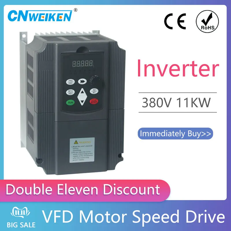 

11KW 50HZ/60HZ VFD Inverter Frequency converter Three phase 380v input To 3phase 380V output 25A for 10HP 7.5KW 380V AC Motor