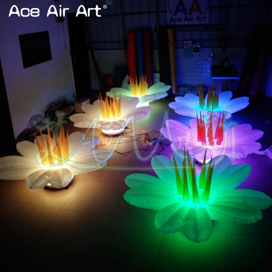 

2pc/lot Led Lighted Inflatable Flowers with Air Blower for Wedding Party Stage Club