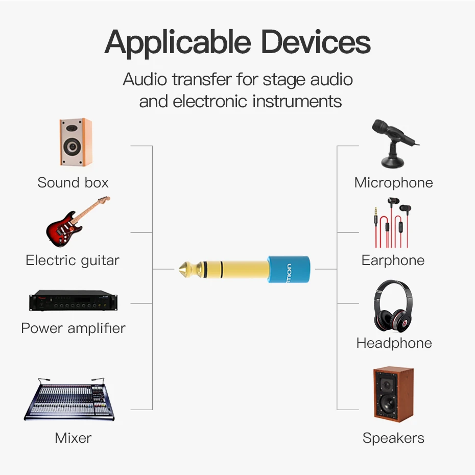 Vention 6,5 mm auf Klinke 3,5 mm Mikrofon-Audiostecker für Verstärker E-Gitarre Adapter Aux-Kabel 3,5 Klinke 6,35 Konverter 2 Stück – Detail 10