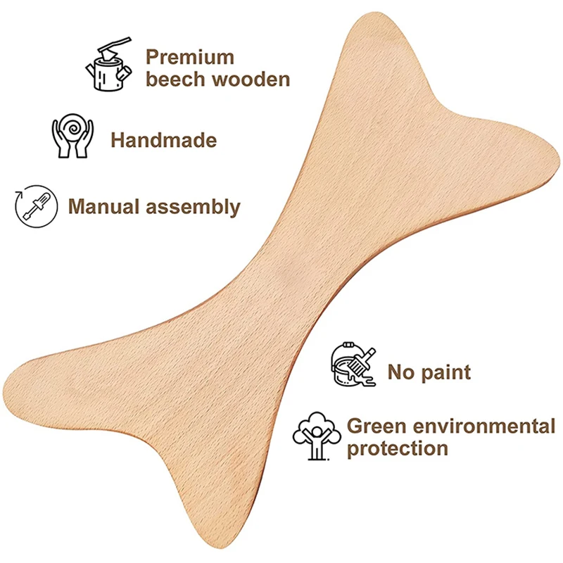 2PCS Wooden Gua Sha Tool Set Scraping Board Slimming Massage Board For Back Neck Body Contouring and Shaping Anti-Cellulite