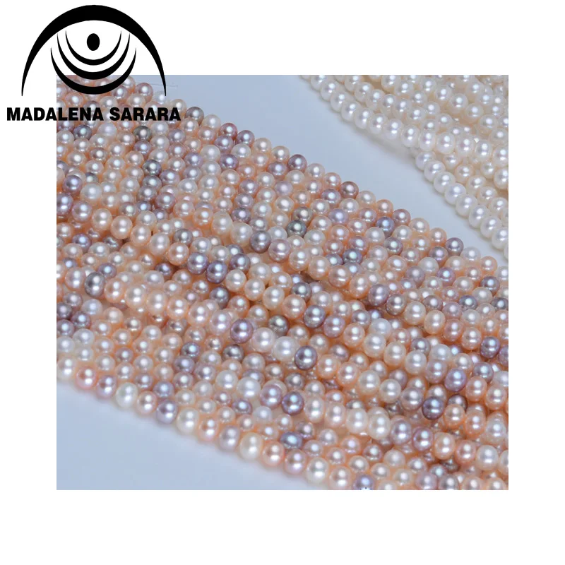 MADALENA SARARA AAA 8-10mm Freshwater Pearl Strand Necklace Natural Mixed Pearl Round  Fine Luster And Brightest