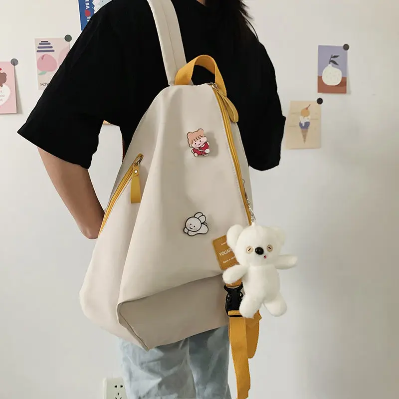 Backpacks Women Patchwork Designed Students School Canvas Bags Book Harajuku Unisex Ins College Ulzzang Big Capacity Rucksack