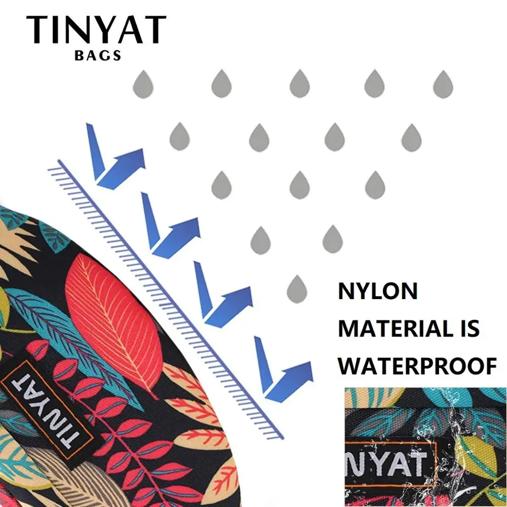 TINYAT Print Leaf Travel Waist Bag for Men and Women Fashion Casual Shoulder Bag Man Belt Pouch Female Banana Fanny Bag