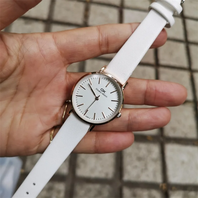 Montres à Quartz en cuir pour femmes, Simple, noir et blanc, marque de luxe, décontracté