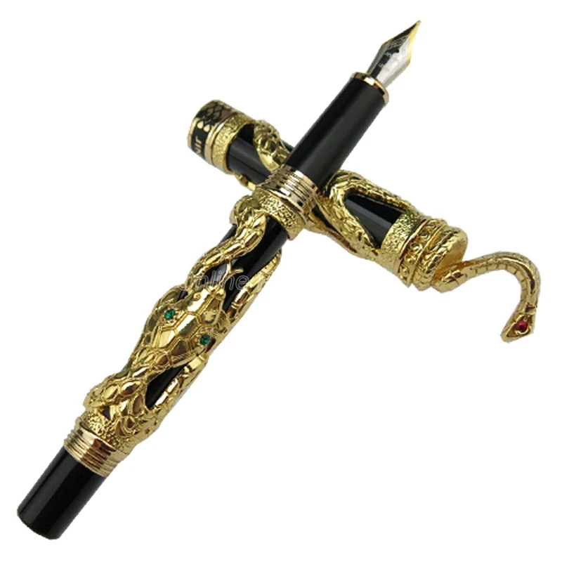 Jinhao Vintage Snake Fountain Pen Golden Cobra 3D Pattern Texture Relief Sculpture Technology Great Stationery Fountain Pen