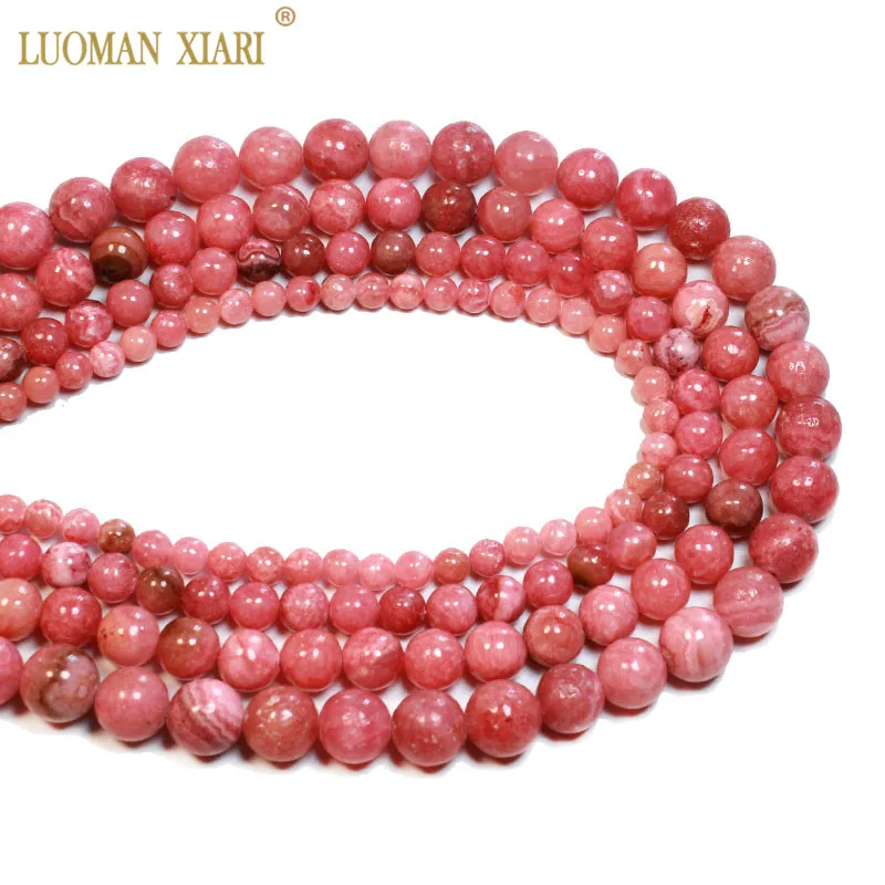 Fine Natural Argentina Rhodochrosite Red Round Stone Beads For Jewelry Making DIY Bracelet 4/6/8/10/12 mm Strand 15\'\'