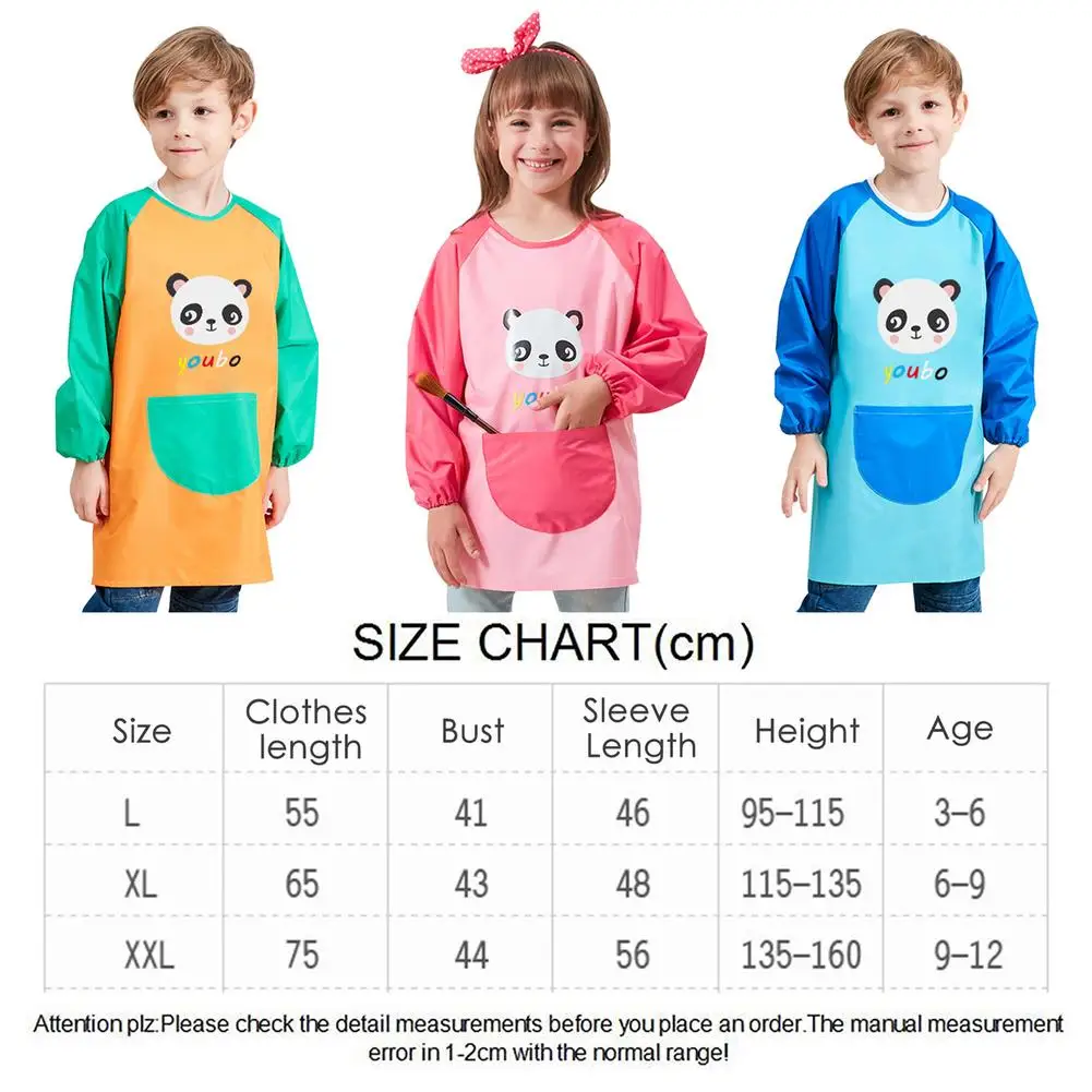 Children Painting Apron Cooking Apron Craft Coat with Big Pockets-Kids Art Smock Children Art Painting Aprons with Long Sleeve