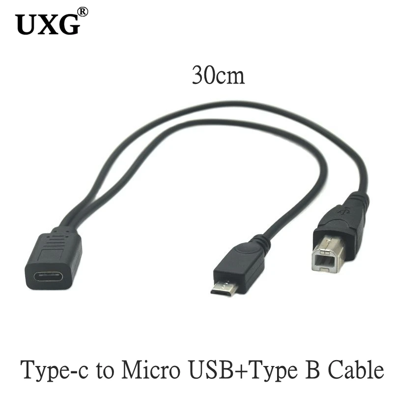 Type-c USB 3.1 & Micro USB 1 Female to Micro Mini USB Type-c Type B Male Y Splitter Charge Extension Date Splitter Adapter Cable