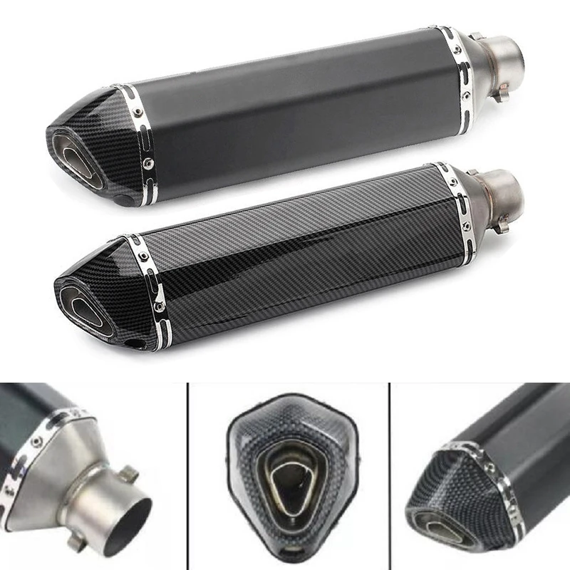 

470mm Carbon Fiber 51mm Universal Motorcycle Exhaust Pipe Muffler Tube With DB Killer Escape Moto Motocross Slip On Pipe