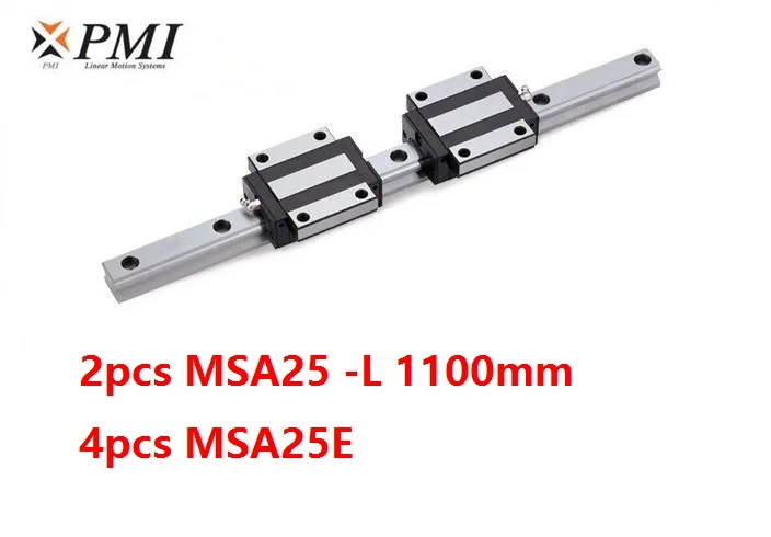 

2pcs origial Taiwan PMI MSA25 -L 1100mm linear guide + 4pcs MSA25E flange carriage blocks for CNC router