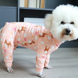 Pet Dog Jumpsuit Thin Puppy Clothes 100%Cotton Printed Overalls Protect Belly Pajamas For Small Dogs Chihuahua Poodle Home Wear