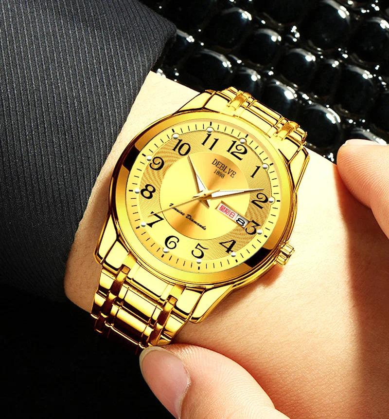 Reloj de pulsera de cuarzo para hombre, cronógrafo de lujo, Luminoso, de acero inoxidable, resistente al agua, con calendario y fecha, para negocios