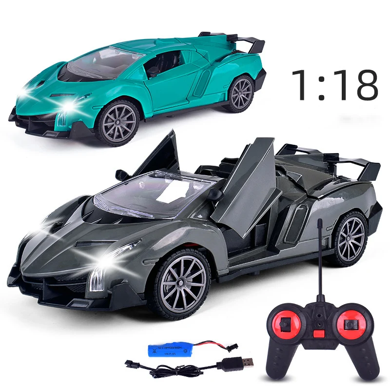 

1:18 24CM High Speed 4 Channels RC Car Remote Control Cool Sports Car With Light Effects Children's Model Toy Gift for Boys