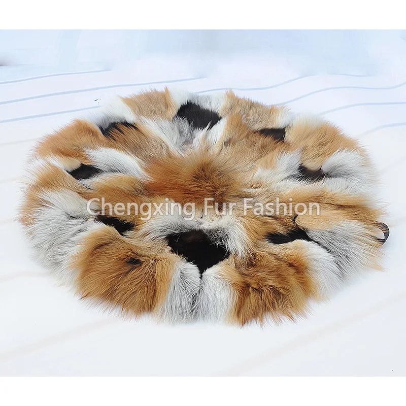 CX-D-35 New Products Red Fox Fur Sofa Floor Round Cushion