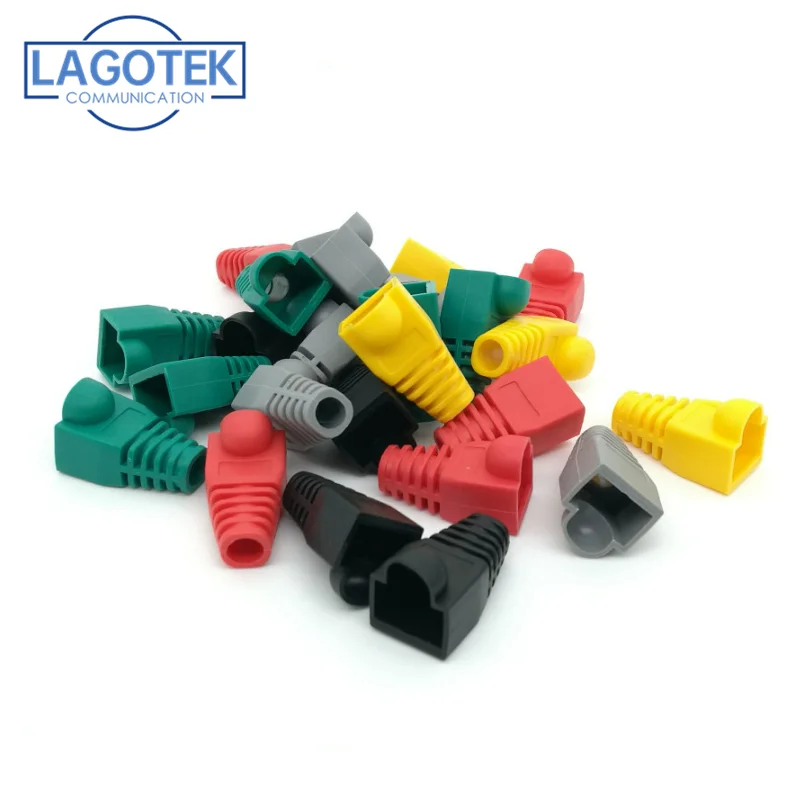 100pcs/lot rj45 caps cat5 cat5e cat6 network boots ethernet cable connector rj 45 sheath cat 6 protective sleeve multicolour 6mm