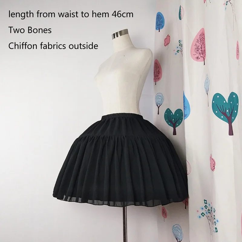 Adjustable Garis Bola Gaun Crinoline Underskirt Cosplay Rok Pendek Wanita Putih Hitam Petticoat Pesta Pernikahan Aksesoris