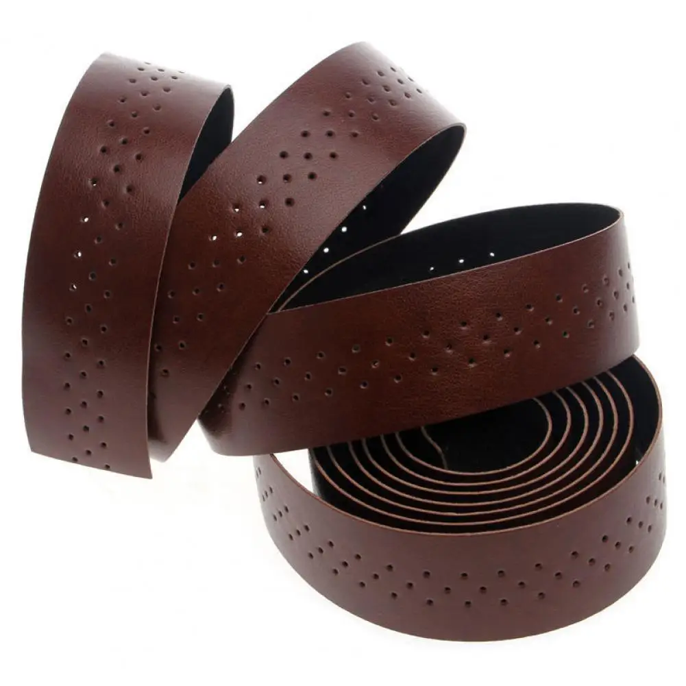 2Pcs Multiple Colors 2M Fixed Gear Road Bike Handlebar Tape Straps Leather Put The Sweat Absorption Hollow Breathable Belt