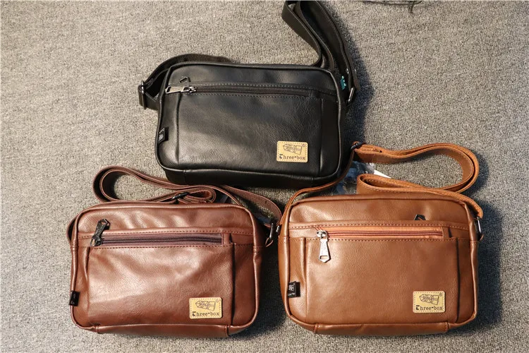 Fashion Leather Men Messenger Bags Single Shoulder Bag Crossbody Pack Black Handbag Multi-functional Portable Bags Male Bolsa