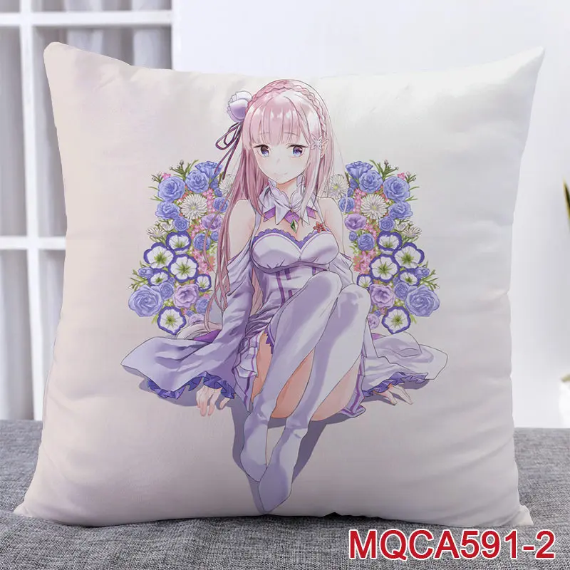 45X45CM Anime RE ZERO Starting Life in Anothe World Pillow Covers Dakimakura Case 3D Print Double Sided Decorative Pillowcase 32