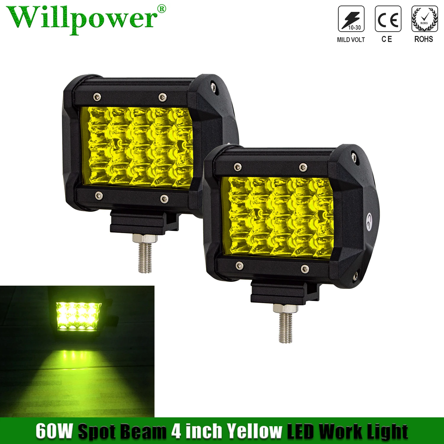 Offroad Car Quad Row 60/120W 6inch LED Work Light Pods Yellow 4