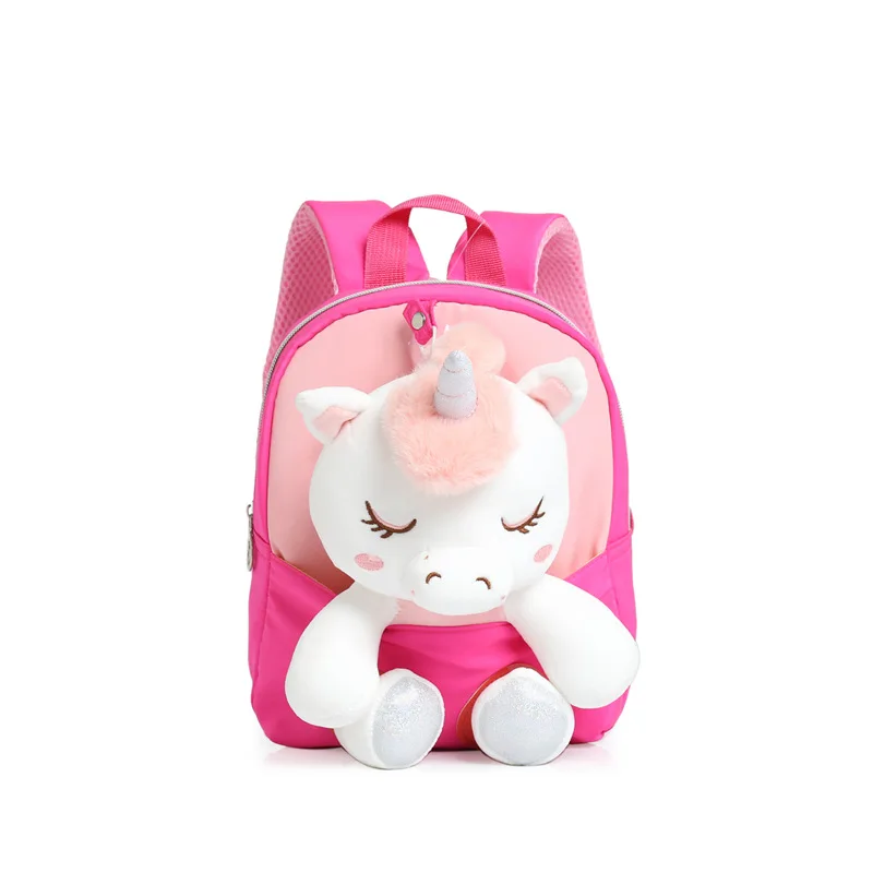 New Cute Unicorn kids backpack plush doll children\'s backpack in kindergarten light school girl backpack nylon backpack for boys