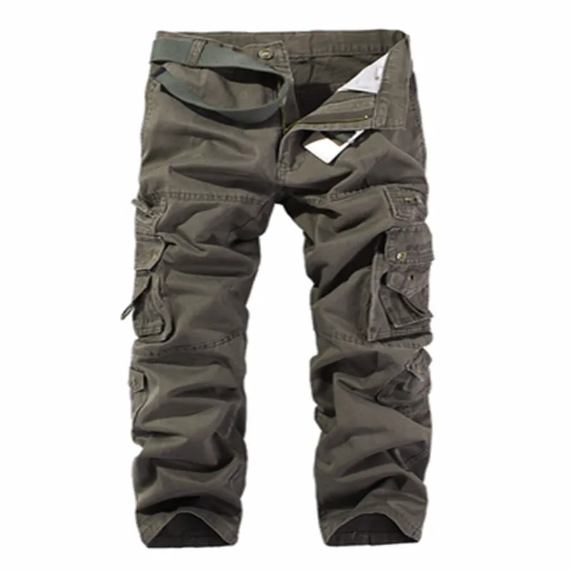 Men Cargo Pants Men Casual Multi-Pocket Cotton Overall Trousers Easy Wash Autumn Army Green Joggers Pants Male Dropshipping