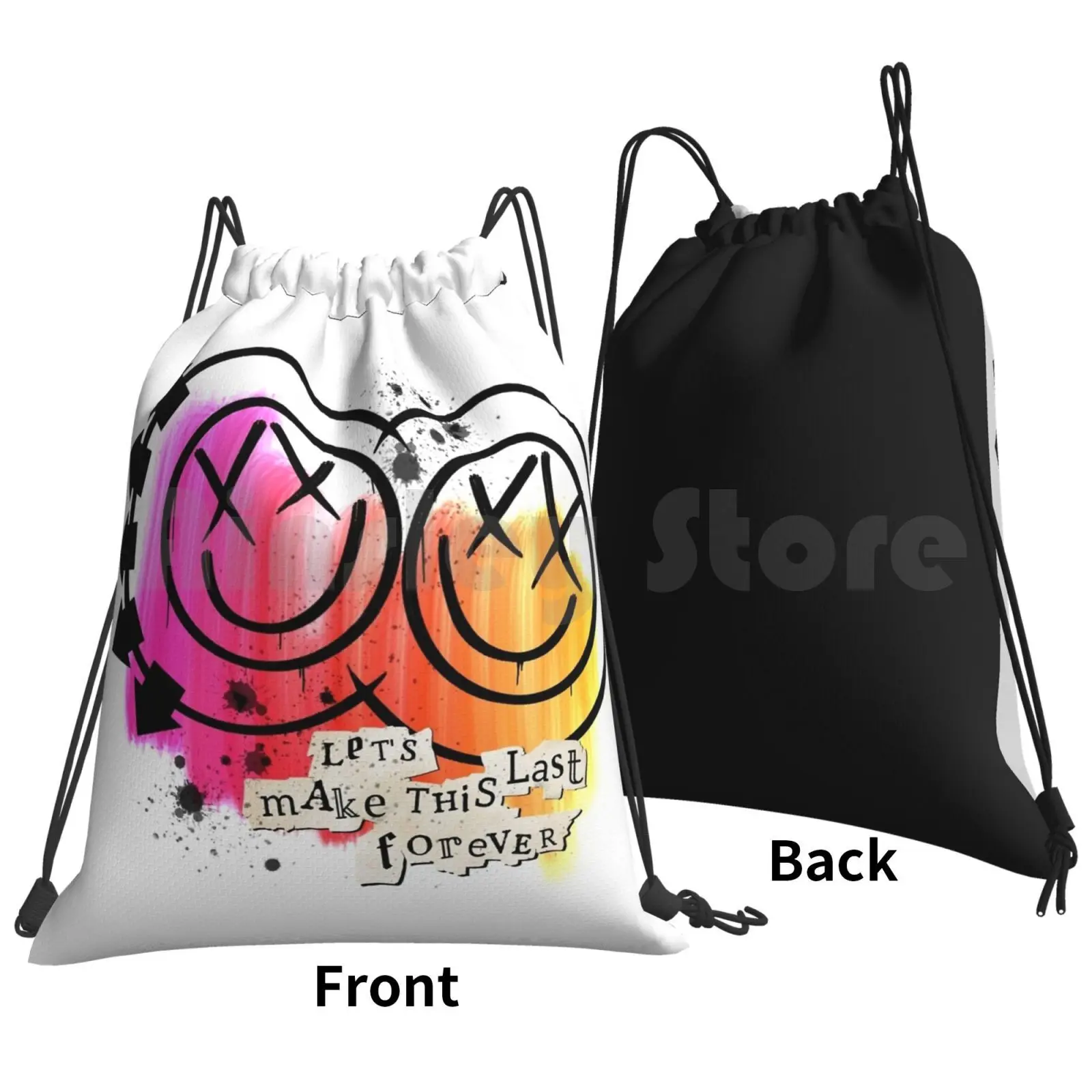 Let's Make This Last Forever Backpack Drawstring Bag Riding Climbing Gym Bag Music Punk Not Dead Band Guitar Bass Drums