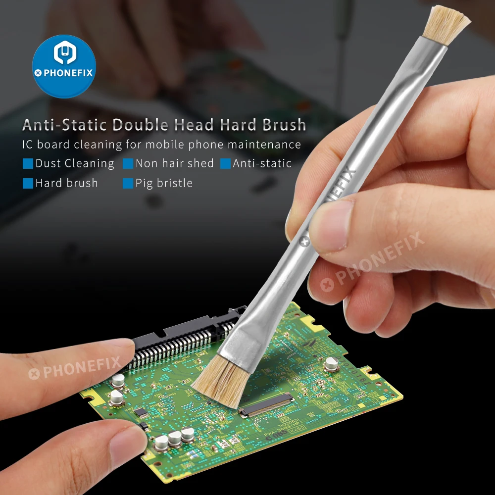 Spazzola sicura ESD spazzola antistatica per la pulizia del PCB della scheda madre per strumenti di riparazione elettronica del telefono cellulare strumenti per la pulizia della polvere a doppia testa