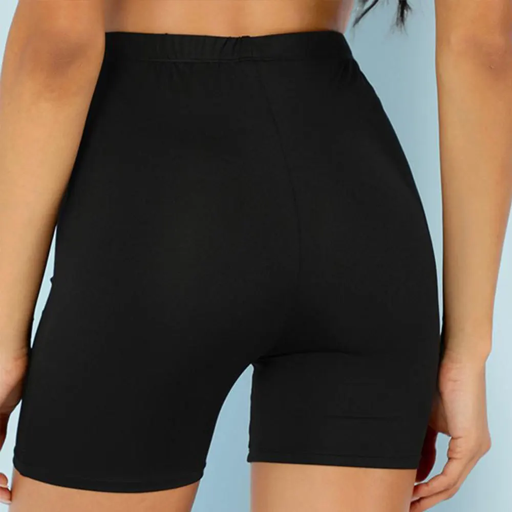 Pantalones cortos de cintura alta para mujer, Shorts de motorista Sexy, ropa deportiva informal para Fitness, color negro