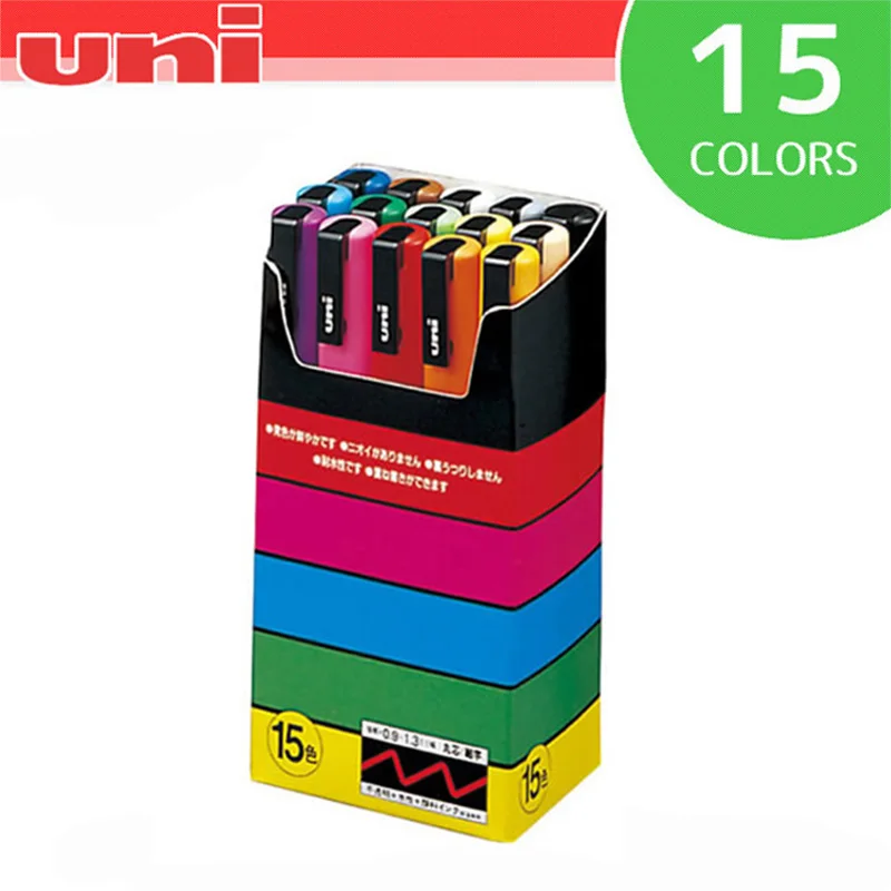 15 colors / set of Uni Posca PC-3M paint marker advertising pen graffiti pen highlight pen writing pen tip 0.9-1.3mm