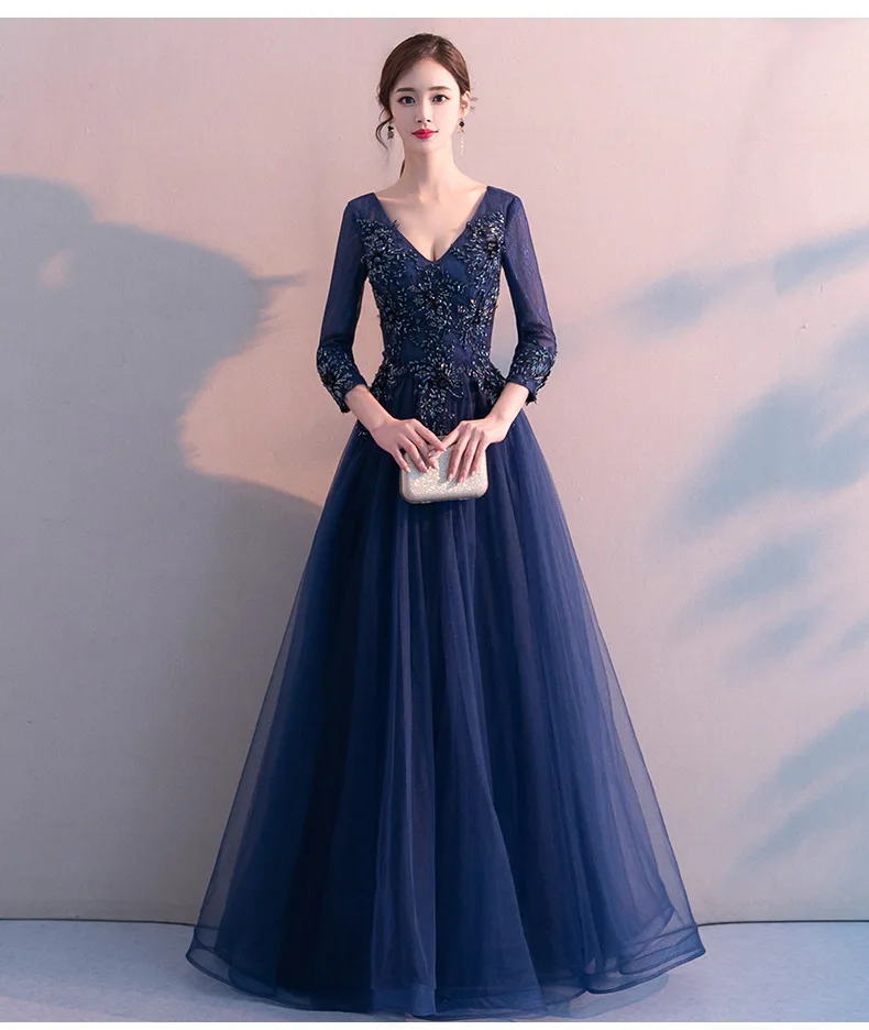 

Elegant Evening Dress Long 2020 New Stylish Beading Banquet Party Dress Stunning Prom Dresses Robe De Soiree Vestido De Festa