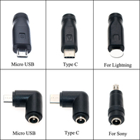 Micro usb 5 Pin/Type C Male to 5.5 x 2.1 mm Female DC Plug Power Charger Adapter Straight & Right Angle Connector